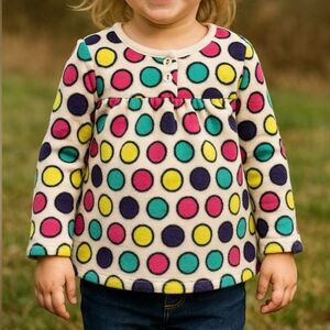 1989 Place Fleece Polka Dot Long Sleeve Top 4T Girls | Cozy Winter Shirt